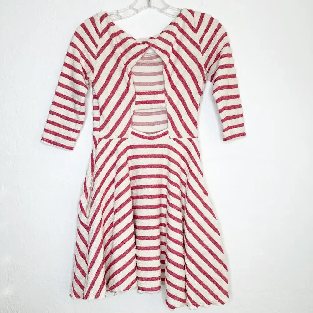 Free People Open Back Dress Fit & Flare Skater Mini Dress XS Xsmall EUC Boho - Picture 6 of 10
